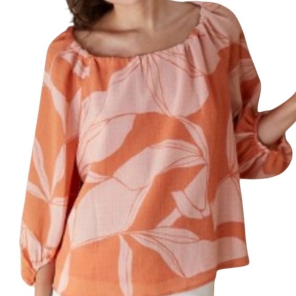A new day Tops - A NEW DAY Orange and Pink Patterned Blouse